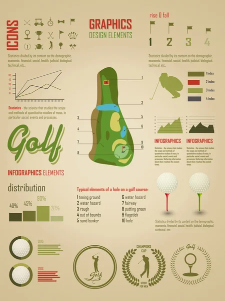 Golf Diseño de infografías — Archivo Imágenes Vectoriales