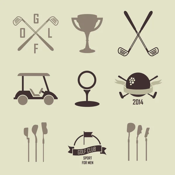 Ікони та емблеми для гольфу — стоковий вектор