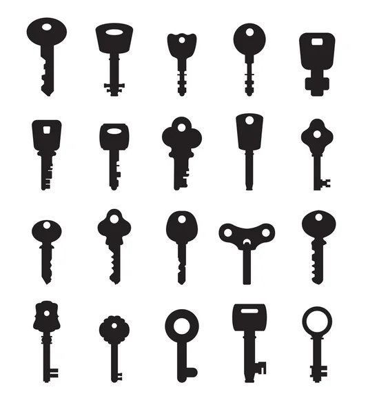 Vintage sleutels silhouetten — Stockvector