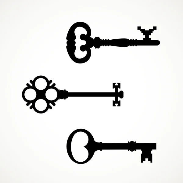 Vintage keys sziluettek — Stock Vector