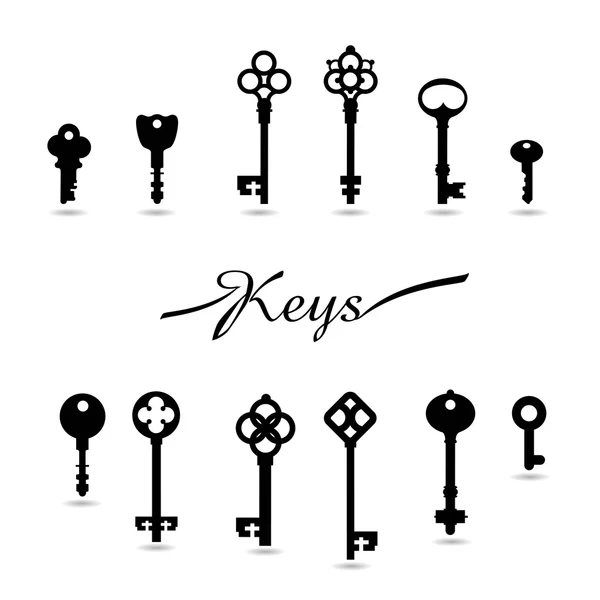 复古钥匙剪影 — 图库矢量图片