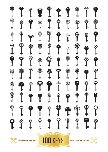 Vintage keys sziluettek — Stock Vector