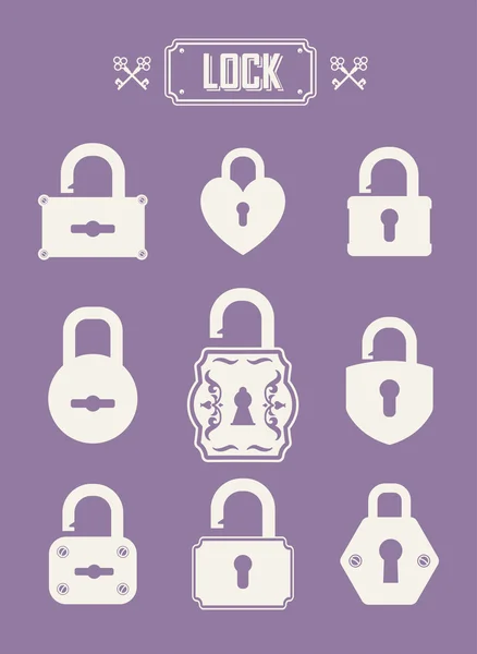 Set of vintage locks. — Stock Vector