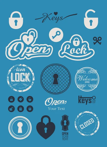 Vintage set of lock icons — Stock Vector