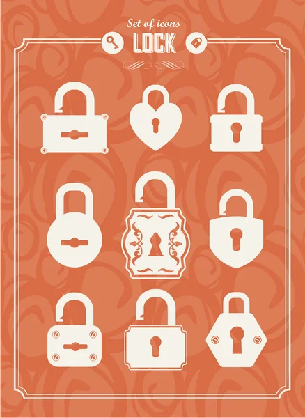 Set of vintage locks. — Stock Vector