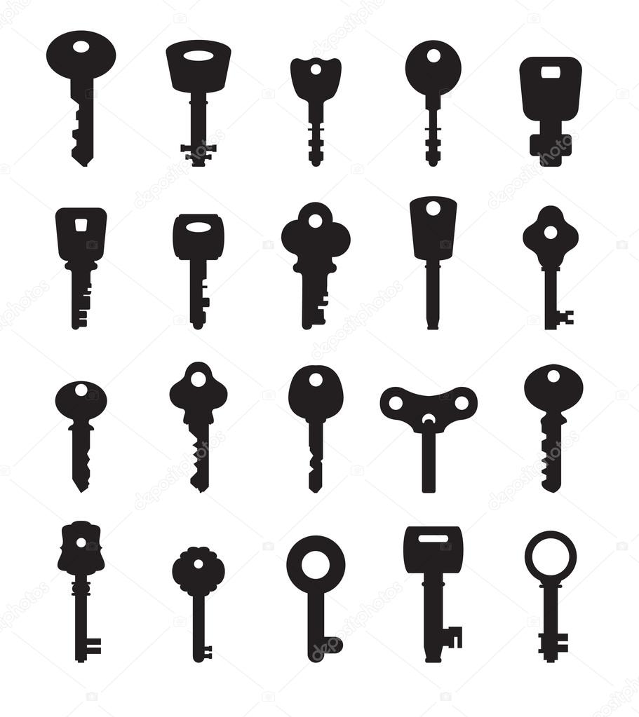 Vintage keys silhouettes