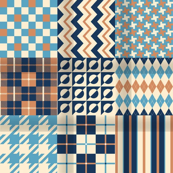 Motifs rayés, échecs, à carreaux . — Image vectorielle