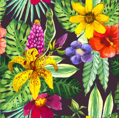 Vektör çizim suluboya çiçekli.