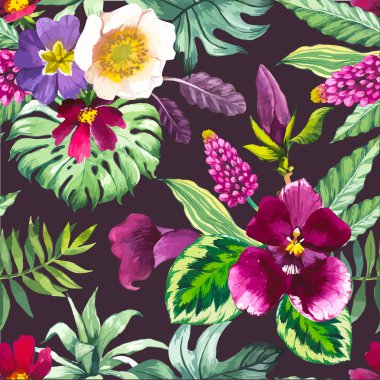 Vektör çizim suluboya çiçekli.