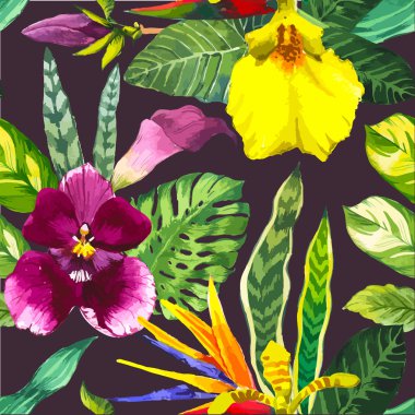 Vektör çizim suluboya çiçekli. 