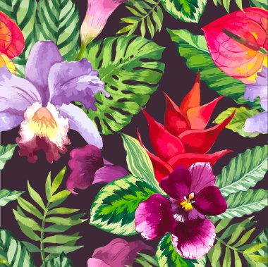 Vektör çizim suluboya çiçekli. 