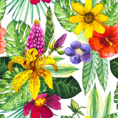 Vektör çizim suluboya çiçekli. 