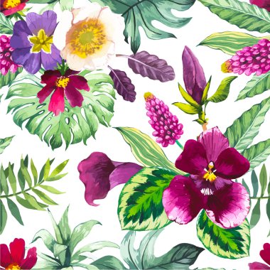 Vektör çizim suluboya çiçekli.