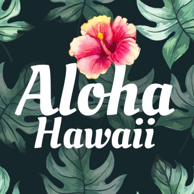 Tropikal yaprakları ile vektör illüstrasyon.