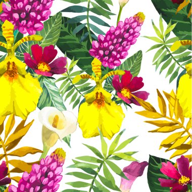 Vektör çizim suluboya çiçekli. 