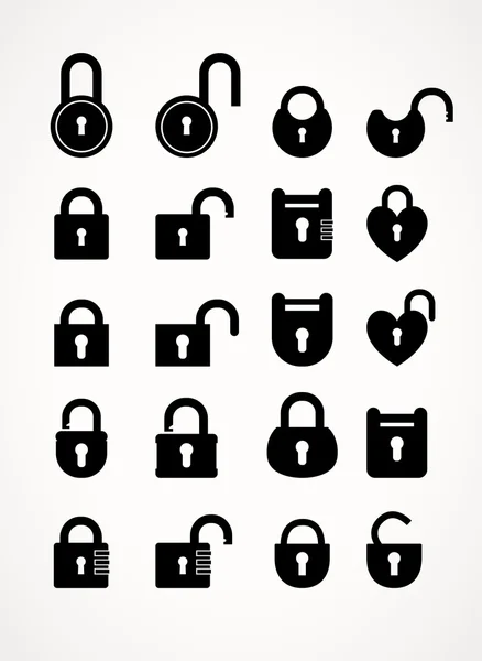 Locks silhouettes set — Stock Vector