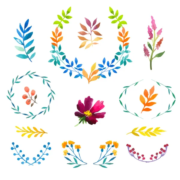 Vector Illustration. Hand-painted Watercolor Design Elements. — Stock Vector