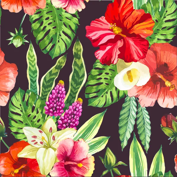Vectorillustratie met aquarel bloemen. — Stockvector