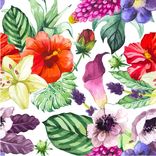 Vektör çizim suluboya çiçekli.