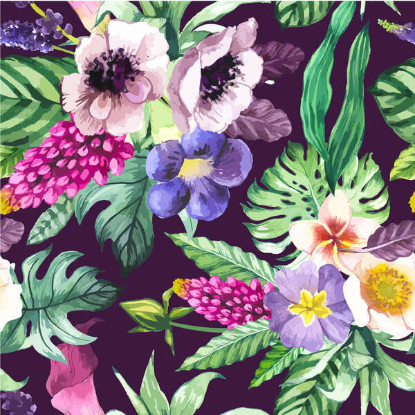 Векторная иллюстрация с акварельными цветами
.