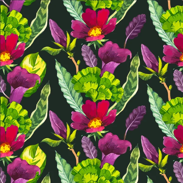 Illustration vectorielle avec aquarelle fleurs roses . — Image vectorielle