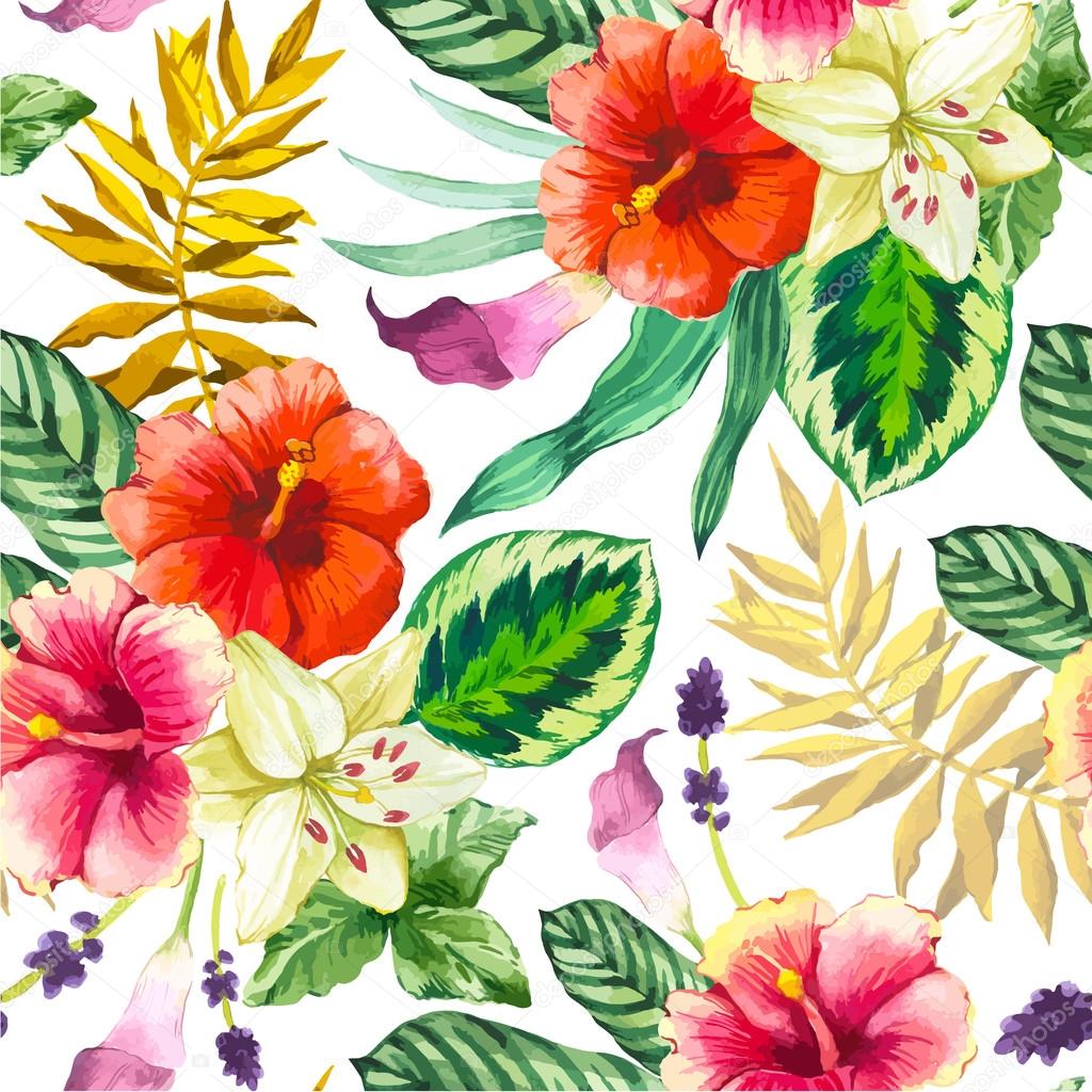 Vector illustration with watercolor flowers.