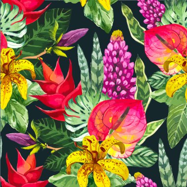 Vektör çizim suluboya çiçekli.