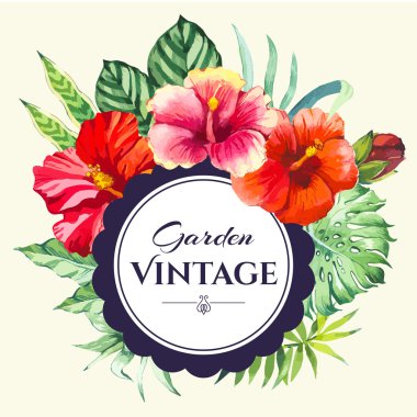 Vektör çizim suluboya çiçekli.