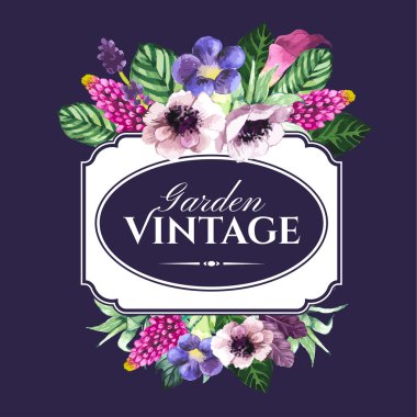 Vektör çizim suluboya çiçekli.