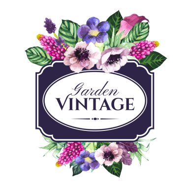 Vektör çizim suluboya çiçekli.