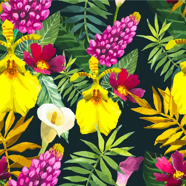 Vektor illustration med akvarell blommor. — Stock vektor