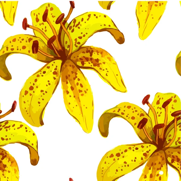 Ilustración vectorial con lirio amarillo . — Vector de stock