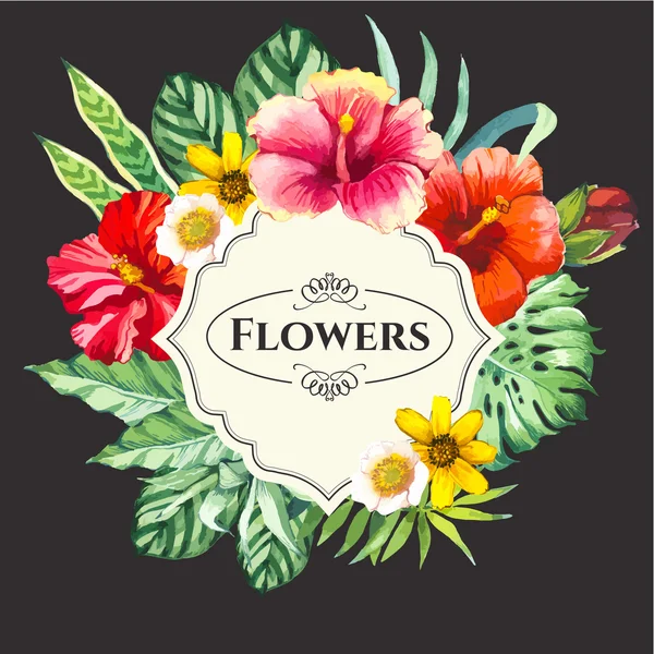 Ilustração vetorial com flores aquarela . —  Vetores de Stock