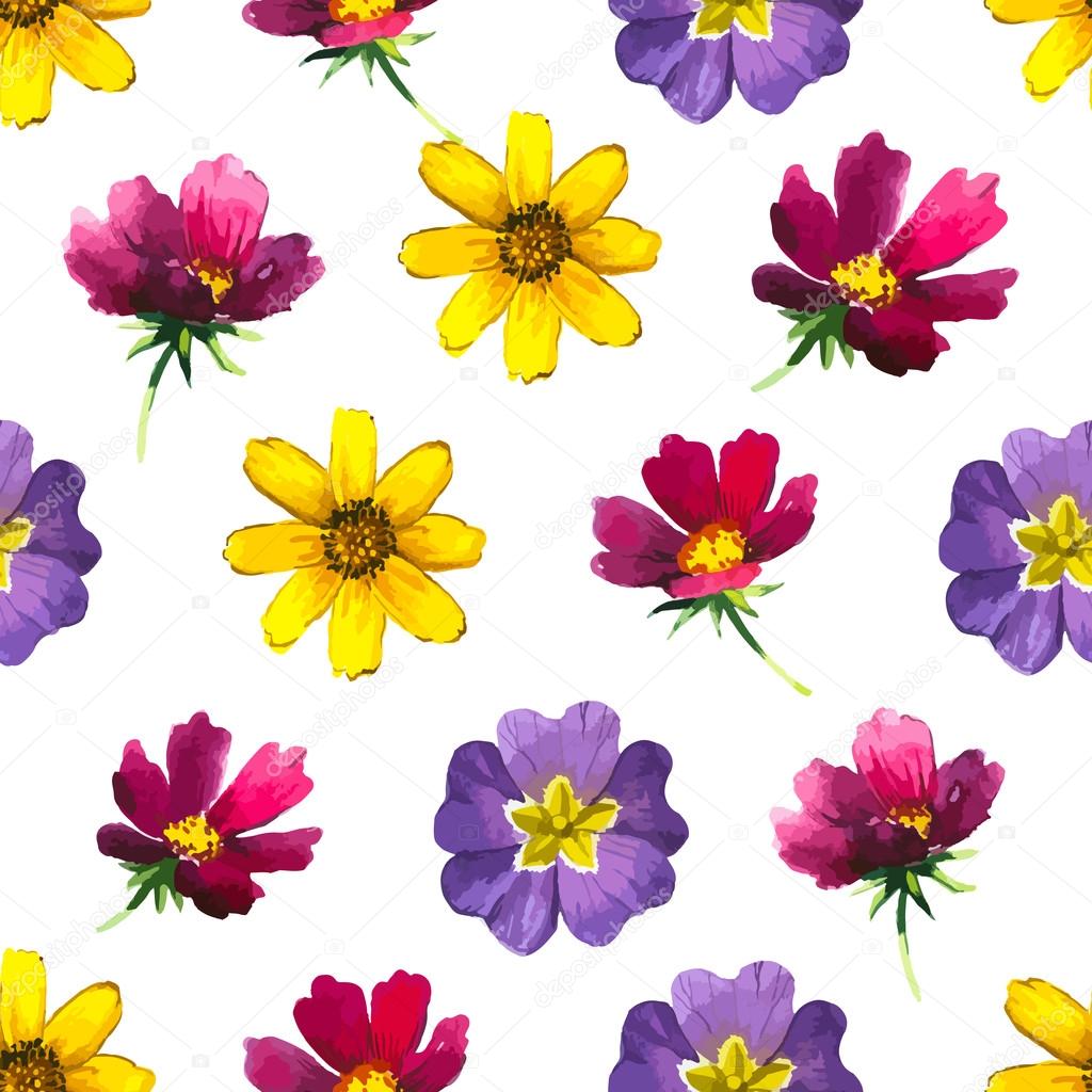 Vector illustration with seamless flower background. 