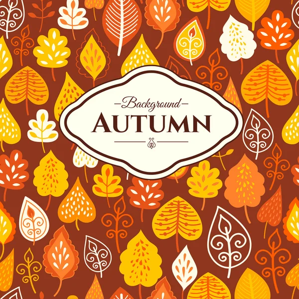 Herbst nahtlose Blatt Hintergrund. Lustiges Kritzeln. — Stockvektor