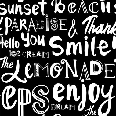 Kelimelerin sorunsuz arka plan. Zevk ve gülümse.