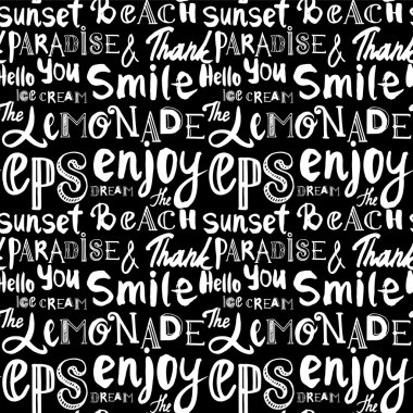 Kelimelerin sorunsuz arka plan. Zevk ve gülümse.