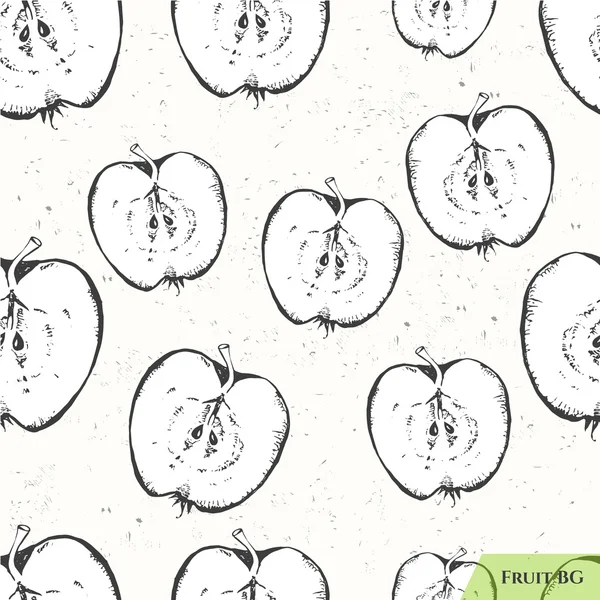 Dibujo dibujado a mano de manzanas. Fondo de la naturaleza sin fisuras . — Vector de stock