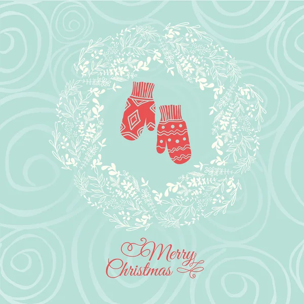 美しいシームレスな背景上に手袋とクリスマス イラスト. — ストックベクタ