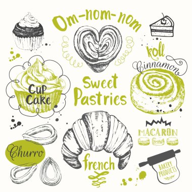 Vector illustration funny sketch of dessert.