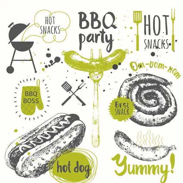 Fiesta de barbacoa. Ilustración vectorial de la comida tradicional americana festiva . — Archivo Imágenes Vectoriales