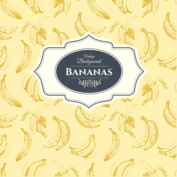 Seamless nature background with banana. Fresh organic food. — Stockvector