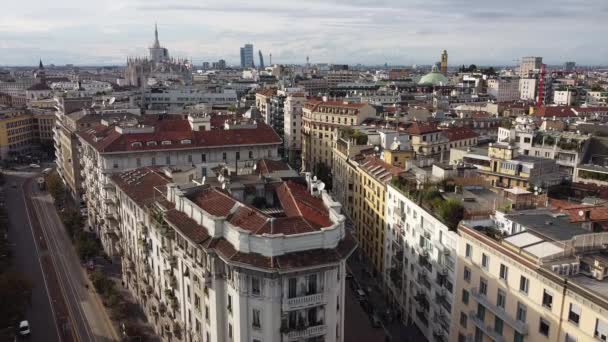 Europa Italië Milaan Oktober 2020 Drone Luchtfoto Van Stad Duomo — Stockvideo