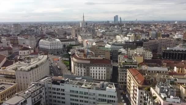 Europe Italy Milan October 2020 Drone Aerial View City Duomo — Stock Video
