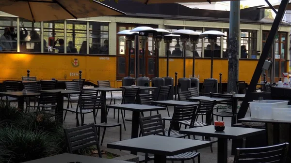 Italia Milán Octubre 2020 Mesas Vacías Pubs Cerrados Restaurantes Bares — Foto de Stock