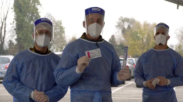 Європа Італія Мілан Жовтень 2020 Люди Протестують Дисковому Тру Coronavirus — стокове фото