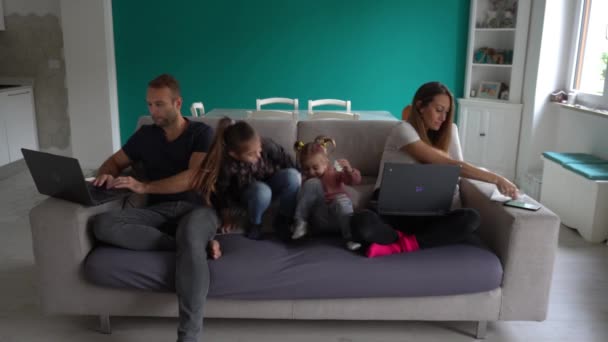 Europe Italy Milan Family Lifestyle Home Covid Coronavirus Lockdown Epidemic Video Clip