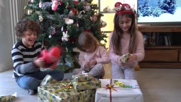 Pasar Navidad Fuera Del Hogar Familia Madre Padre Hijo Niños — Vídeos de Stock