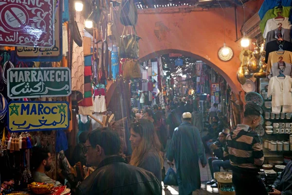Mercado Noturno Rua Cidade África Marrocos — Fotografia de Stock