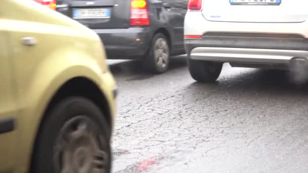 Itálie Milán Leden 2021 Znečištění Ovzduší Dopravní Automobily Během Covid19 — Stock video